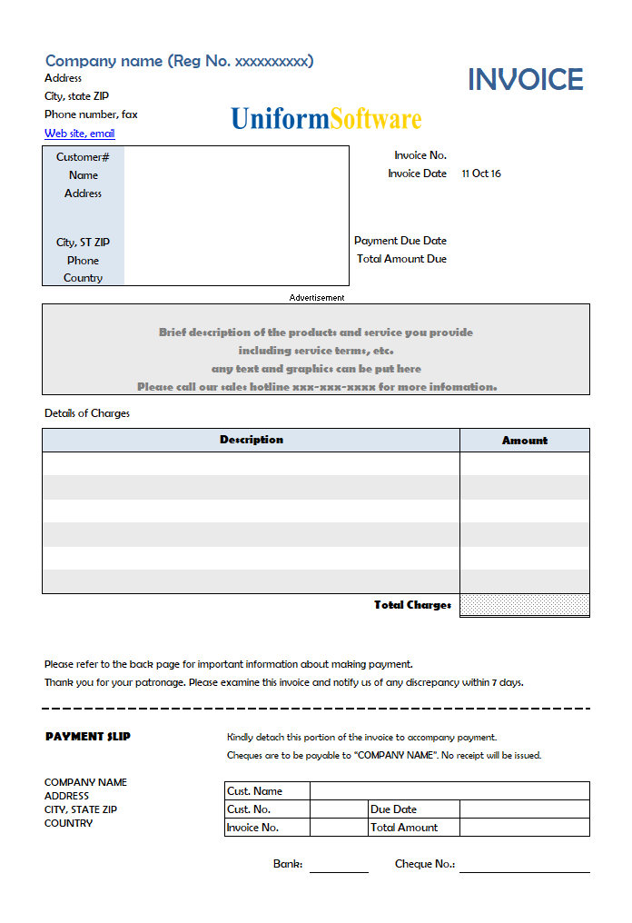 The screen shot for Web-hosting Invoicing Template